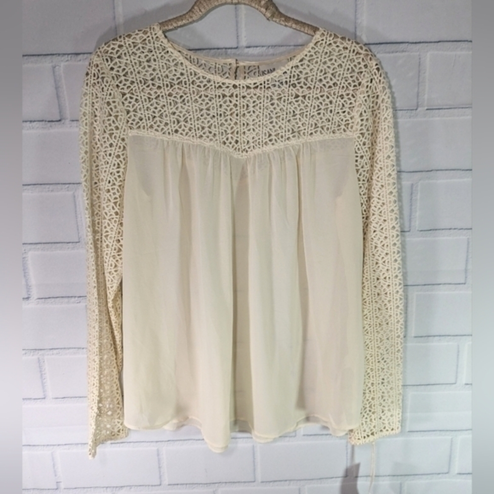 Isani Cream Sheer/Crochet Top